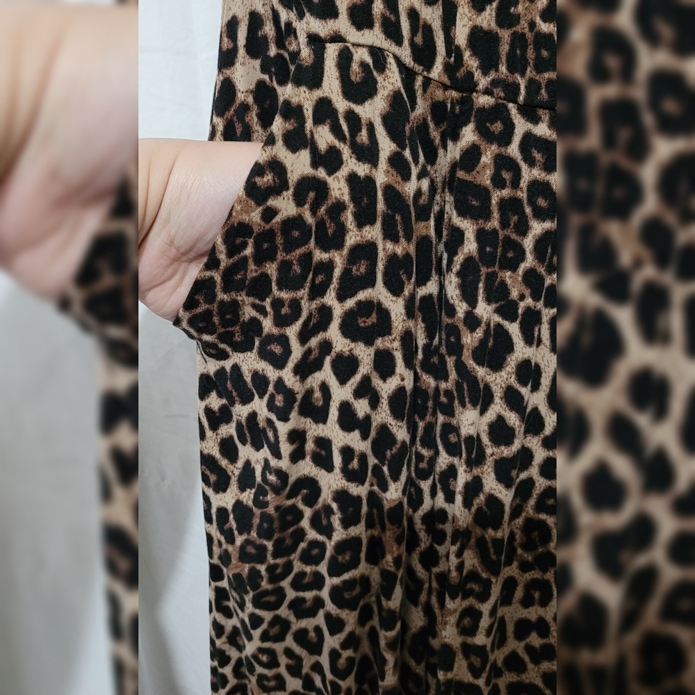Mini Challis Button-Front Leopard Print Dress - image 2
